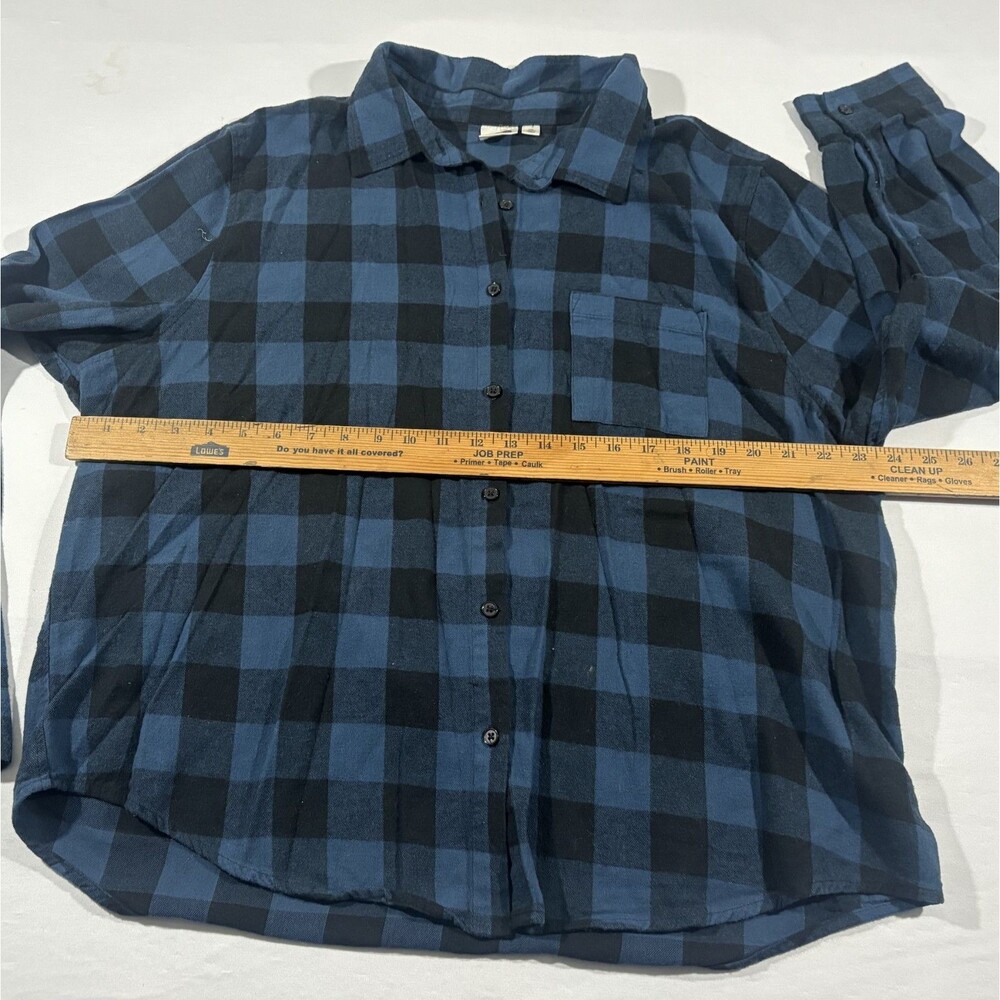 Grateful Dead Womens Skull Rose Crown Print Graphic Blue Plaid Flannel Shirt 2XL - Picture 4 of 10